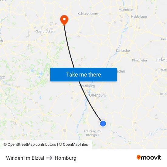 Winden Im Elztal to Homburg map