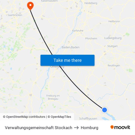 Verwaltungsgemeinschaft Stockach to Homburg map