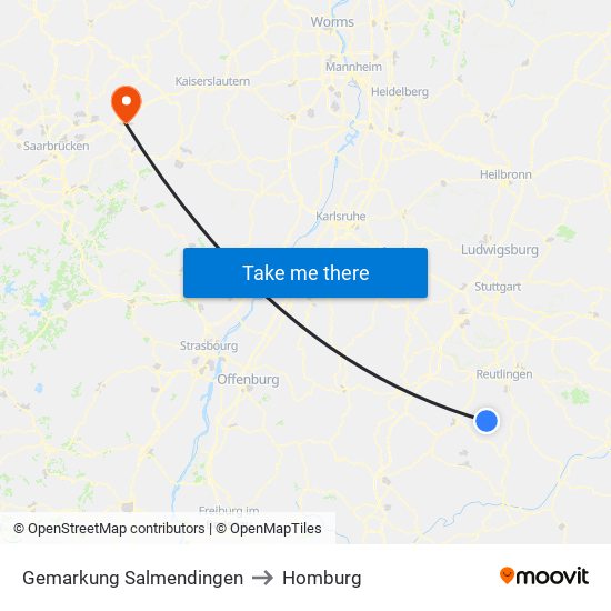 Gemarkung Salmendingen to Homburg map