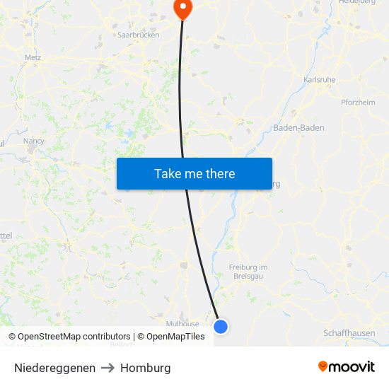 Niedereggenen to Homburg map