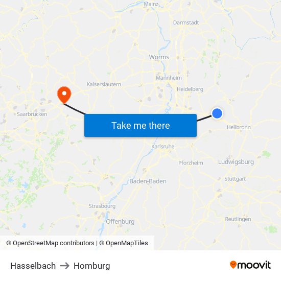 Hasselbach to Homburg map