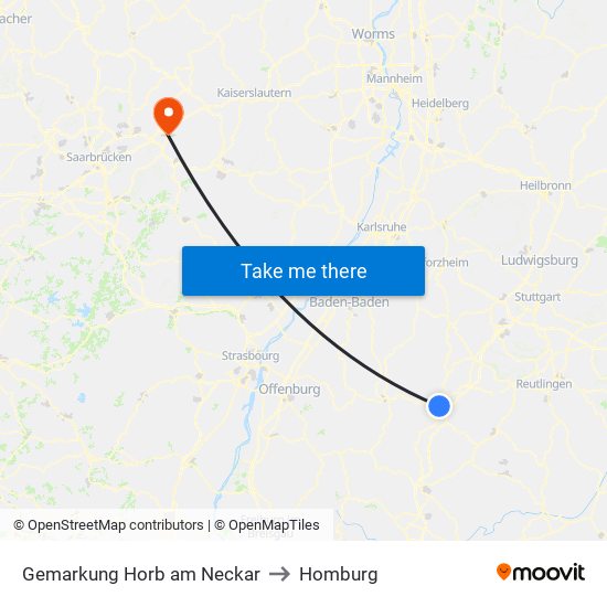 Gemarkung Horb am Neckar to Homburg map