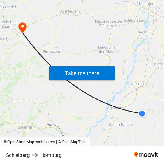 Schielberg to Homburg map