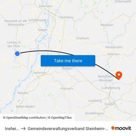 Insheim to Gemeindeverwaltungsverband Steinheim-Murr map