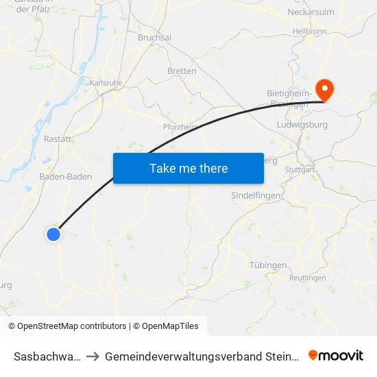 Sasbachwalden to Gemeindeverwaltungsverband Steinheim-Murr map