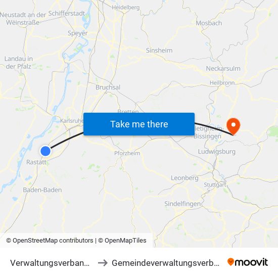 Verwaltungsverband Durmersheim to Gemeindeverwaltungsverband Steinheim-Murr map