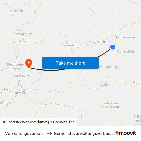 Verwaltungsverband Fichtenau to Gemeindeverwaltungsverband Steinheim-Murr map