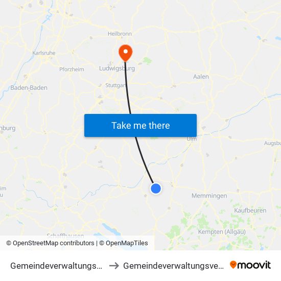 Gemeindeverwaltungsverband Bad Buchau to Gemeindeverwaltungsverband Steinheim-Murr map