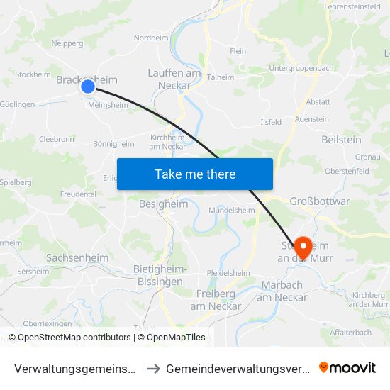 Verwaltungsgemeinschaft Brackenheim to Gemeindeverwaltungsverband Steinheim-Murr map