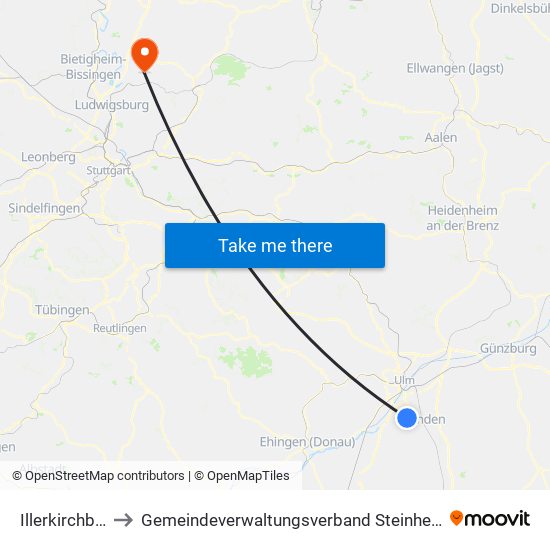 Illerkirchberg to Gemeindeverwaltungsverband Steinheim-Murr map