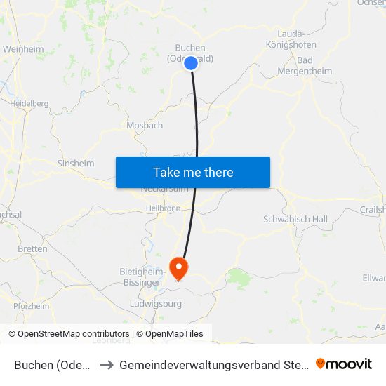 Buchen (Odenwald) to Gemeindeverwaltungsverband Steinheim-Murr map