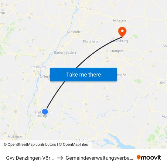 Gvv Denzlingen-Vörstetten-Reute to Gemeindeverwaltungsverband Steinheim-Murr map