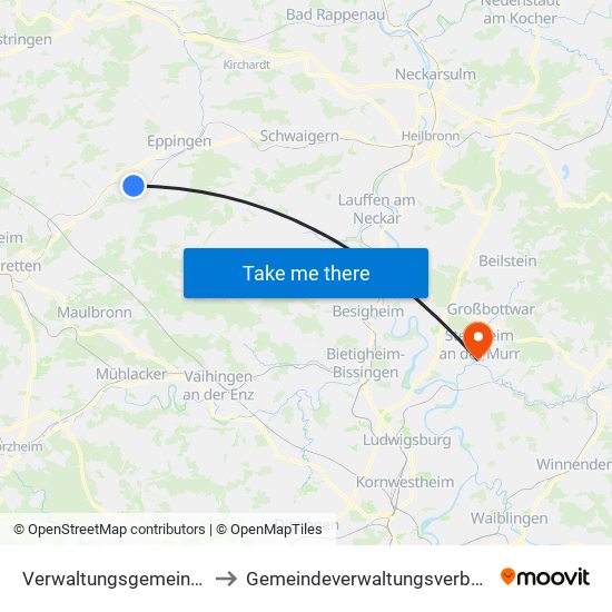 Verwaltungsgemeinschaft Sulzfeld to Gemeindeverwaltungsverband Steinheim-Murr map