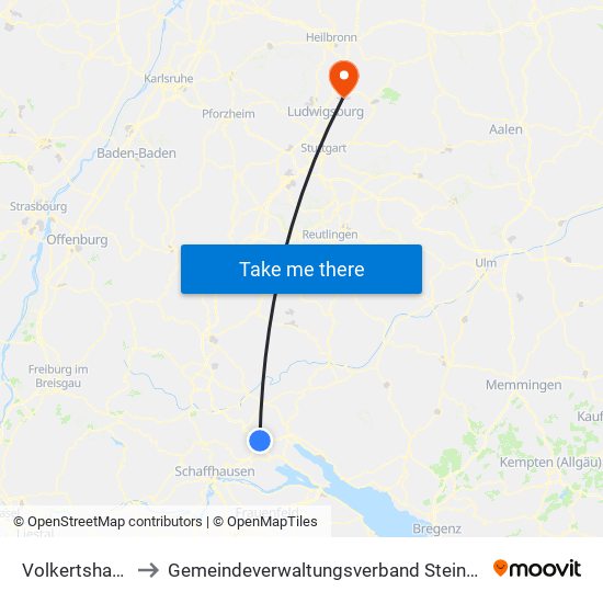 Volkertshausen to Gemeindeverwaltungsverband Steinheim-Murr map