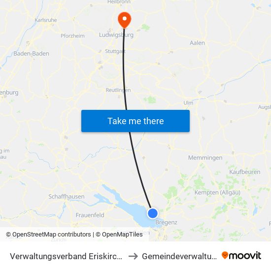 Verwaltungsverband Eriskirch-Kressbronn am Bodensee-Langenargen to Gemeindeverwaltungsverband Steinheim-Murr map