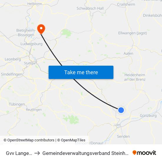 Gvv Langenau to Gemeindeverwaltungsverband Steinheim-Murr map