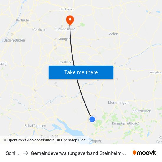 Schlier to Gemeindeverwaltungsverband Steinheim-Murr map