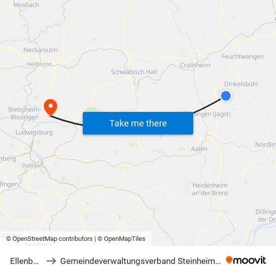 Ellenberg to Gemeindeverwaltungsverband Steinheim-Murr map