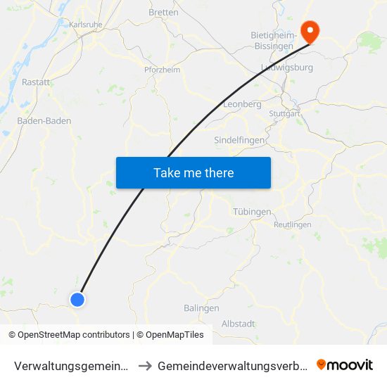 Verwaltungsgemeinschaft Schiltach to Gemeindeverwaltungsverband Steinheim-Murr map