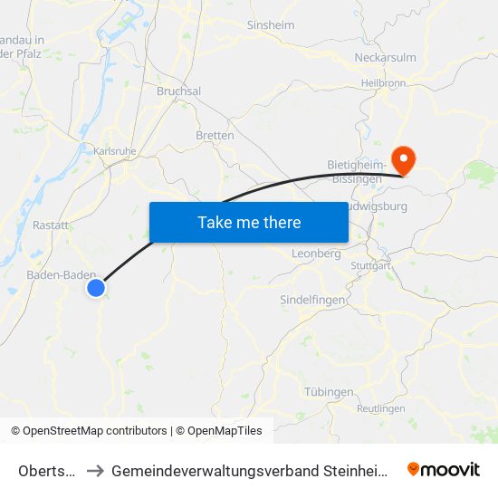 Obertsrot to Gemeindeverwaltungsverband Steinheim-Murr map