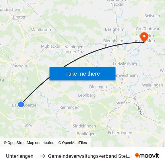 Unterlengenhardt to Gemeindeverwaltungsverband Steinheim-Murr map