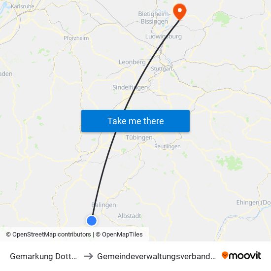 Gemarkung Dotternhausen to Gemeindeverwaltungsverband Steinheim-Murr map