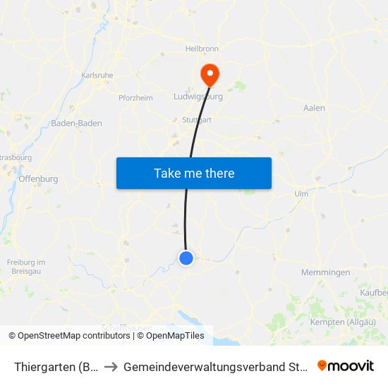 Thiergarten (Beuron) to Gemeindeverwaltungsverband Steinheim-Murr map