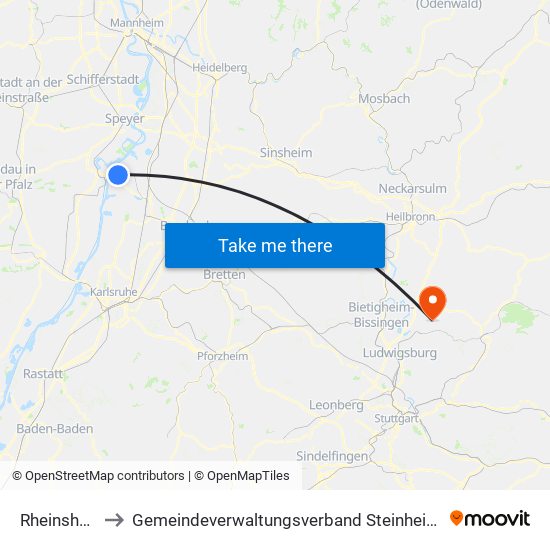 Rheinsheim to Gemeindeverwaltungsverband Steinheim-Murr map