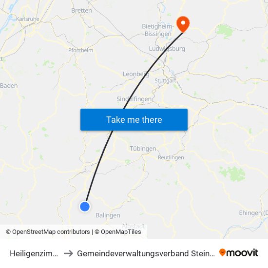 Heiligenzimmern to Gemeindeverwaltungsverband Steinheim-Murr map