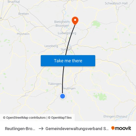 Reutlingen-Bronnweiler to Gemeindeverwaltungsverband Steinheim-Murr map