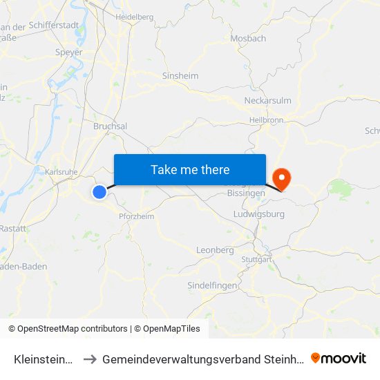 Kleinsteinbach to Gemeindeverwaltungsverband Steinheim-Murr map