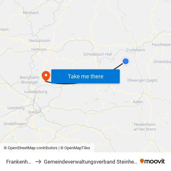 Frankenhardt to Gemeindeverwaltungsverband Steinheim-Murr map