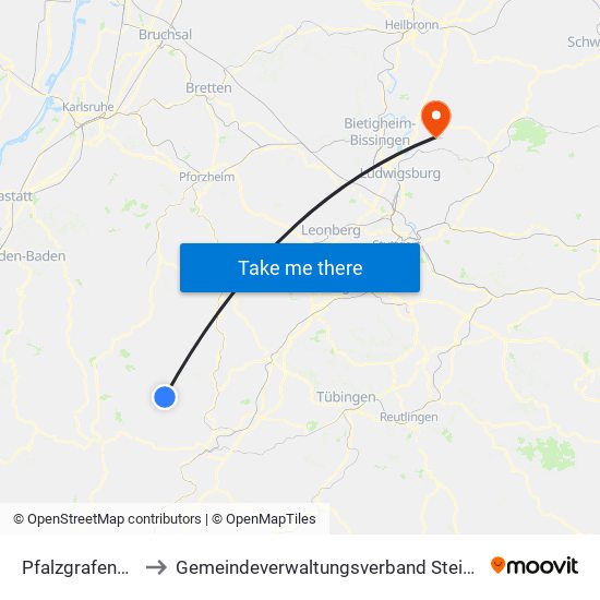 Pfalzgrafenweiler to Gemeindeverwaltungsverband Steinheim-Murr map