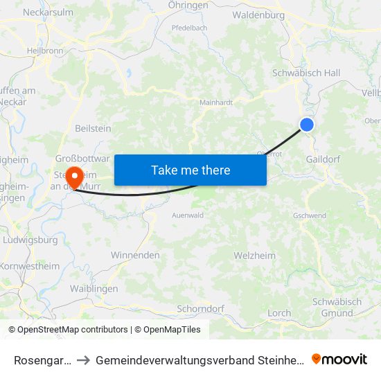 Rosengarten to Gemeindeverwaltungsverband Steinheim-Murr map