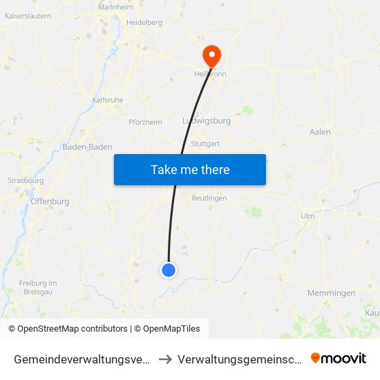 Gemeindeverwaltungsverband Meßstetten to Verwaltungsgemeinschaft Neckarsulm map