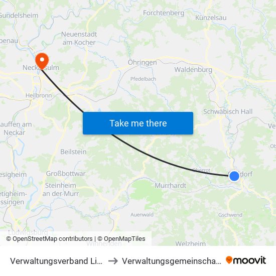 Verwaltungsverband Limpurger Land to Verwaltungsgemeinschaft Neckarsulm map