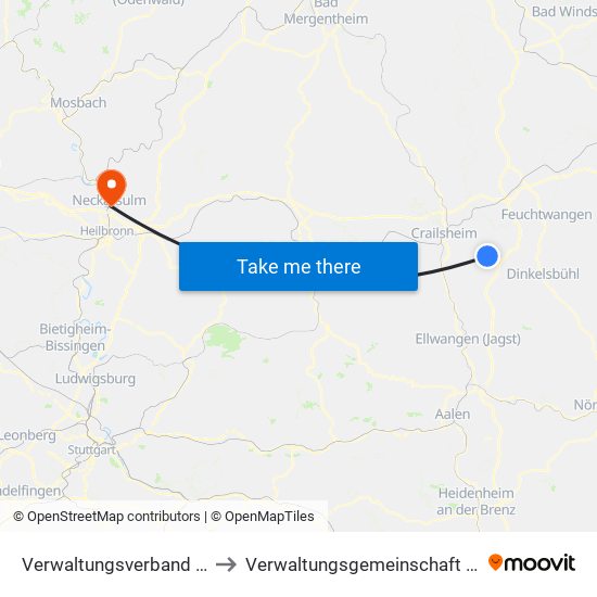 Verwaltungsverband Fichtenau to Verwaltungsgemeinschaft Neckarsulm map