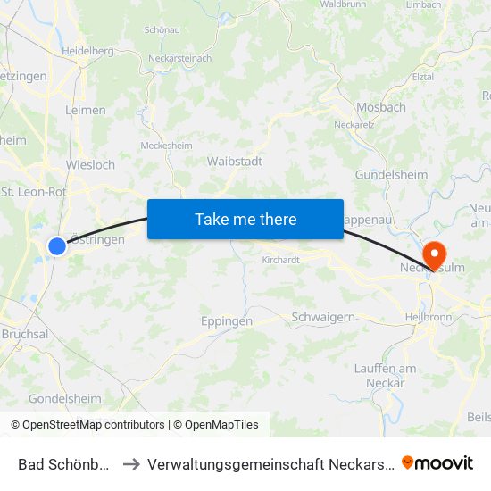 Bad Schönborn to Verwaltungsgemeinschaft Neckarsulm map