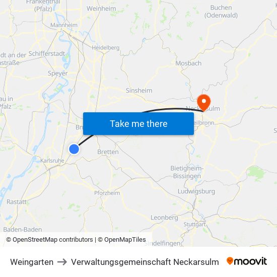 Weingarten to Verwaltungsgemeinschaft Neckarsulm map