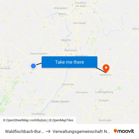Waldfischbach-Burgalben to Verwaltungsgemeinschaft Neckarsulm map