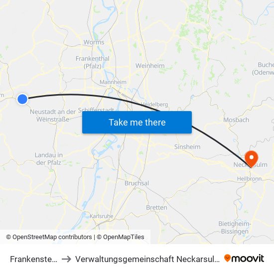 Frankenstein to Verwaltungsgemeinschaft Neckarsulm map
