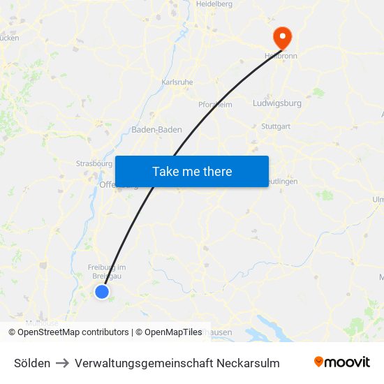 Sölden to Verwaltungsgemeinschaft Neckarsulm map