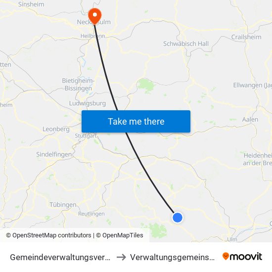 Gemeindeverwaltungsverband Laichinger Alb to Verwaltungsgemeinschaft Neckarsulm map