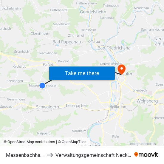 Massenbachhausen to Verwaltungsgemeinschaft Neckarsulm map