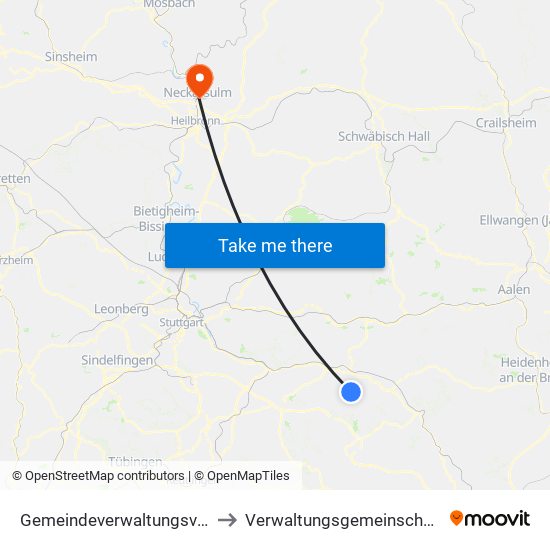 Gemeindeverwaltungsverband Voralb to Verwaltungsgemeinschaft Neckarsulm map