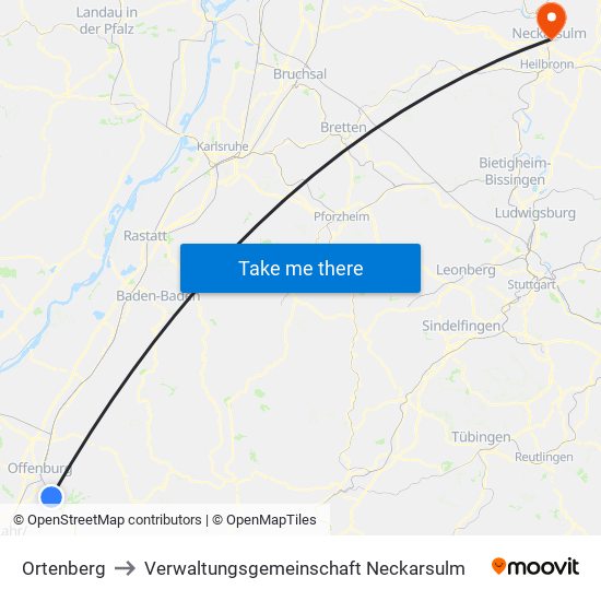 Ortenberg to Verwaltungsgemeinschaft Neckarsulm map