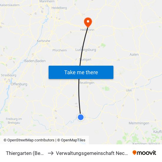 Thiergarten (Beuron) to Verwaltungsgemeinschaft Neckarsulm map