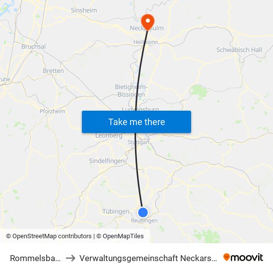 Rommelsbach to Verwaltungsgemeinschaft Neckarsulm map