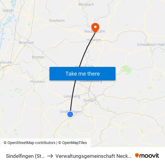 Sindelfingen (Stadt) to Verwaltungsgemeinschaft Neckarsulm map