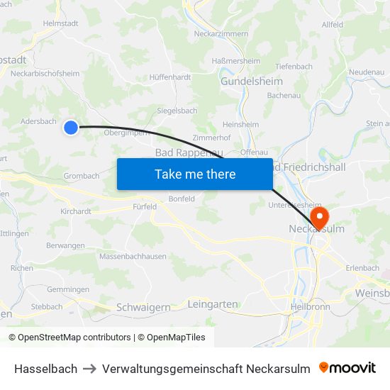 Hasselbach to Verwaltungsgemeinschaft Neckarsulm map